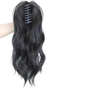 Perruque queue de cheval effet cascade, volume élevé, demi-attachée, cheveux longs bouclés, à clipser, tresse réaliste pour femme - Product Image 5