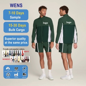 Custom <b>Men's</b> Active Nylon Wear Set Wholesale Pickleball Tennis Outfit with Long Sleeve Top <b>Jacket</b> 2-Piece Short Pants for <b>Summer</b> - Product Image 1