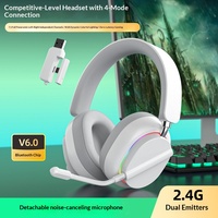 Headset Gaming Esports yang Dapat Dipasang di Kepala untuk Peredam Kebisingan 6.0, Tahan Air, Nirkabel 2.4G untuk Ponsel dan PC