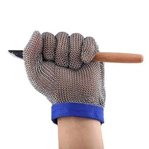 Guantes de Malla de Acero Inoxidable Resistentes a Cortes, Textura de Escamas de Pescado Plateadas, Muñequera Ajustable, Duraderos - Product Image 1