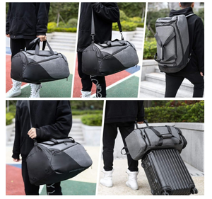 Bolsa de viaje de gimnasio gris grande de 47L para hombres y mujeres, bolsa de lona deportiva con compartimento húmedo para zapatos, mochila de transporte de fin de semana, entrenamiento físico - Product Image 5