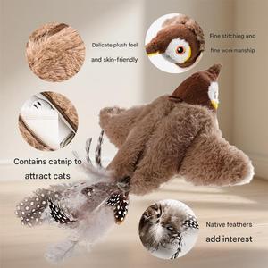 Interactive Chirping <strong>Bird</strong> And Animal Cat <strong>Toy</strong> With USB Charging And Wing Flap Simulation - <strong>Pet</strong> Entertainment Plush <strong>Toy</strong>