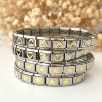Pulsera elástica de eslabones con dijes italianos de cristal de imitación, 18 piezas, 9 mm, estilo punk, regalo para hombre, venta al por mayor