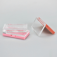 Boîtier compact rose vide, de forme carrée arrondie, mini, unique, pour poudre libre, fard à paupières et blush