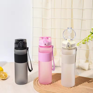 Bouteille d'eau sport en plastique givrée de 530 ml, anti-fuite, transparente, sans BPA, avec corde, pour jus, gym, fitness et voyage - Product Image 2