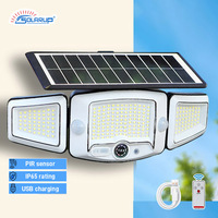 Lámpara Solar de Pared para Jardín, Lámpara Decorativa de Tres Cabezas, LED Impermeable para Exteriores, Ambiente de Patio Trasero