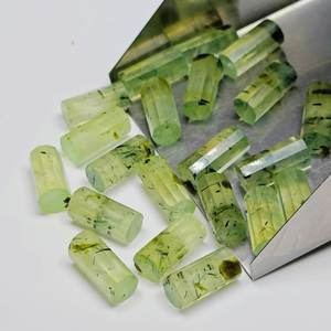 Piedra preciosa suelta con forma de tubería facetada de Prehnita natural para joyería - Product Image 4