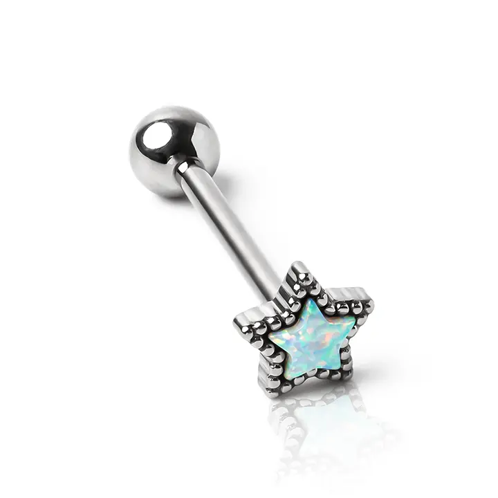 Personalizado lindo ópalo estrella titanio Piercing joyería lengua anillos