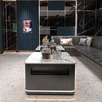 Luxe Moderne Discothèque Karaoké KTV Étanche Led Table En Acier Inoxydable Pierre Frittée Durable Danse Bistro Bar Meubles