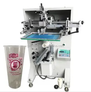 Máquina de impressão da tela cilíndrica rodada superfície copo garrafa de impressora máquina de impressão do logotipo