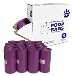 Vente en gros de 240 sacs à déjections canines parfumés à la lavande, écologiques, résistants aux fuites, solides et robustes, pour chiens, chats et animaux de compagnie - Product Image 1