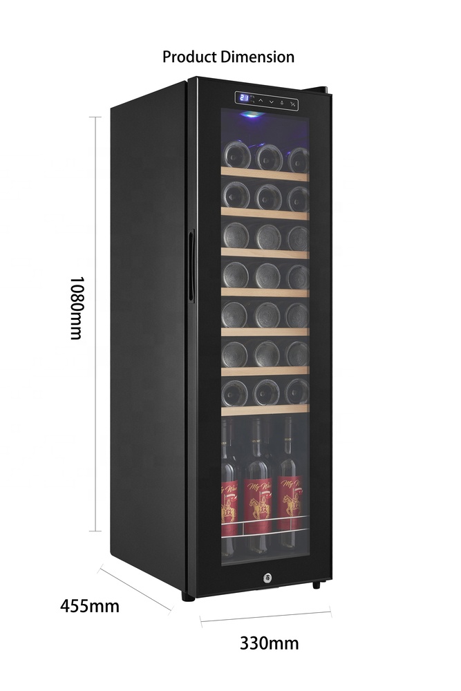 Коммерческий 80L 31 бутылки Компрессор Охладитель черный уникальный корпус металлическая Сталь деревянная нержавеющая рама винный холодильник