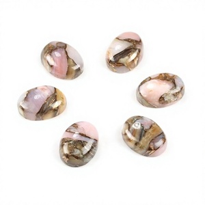 Cabujón Ovalado de Alta Calidad 10x14mm de Ópalo Rosa Natural y Cuarzo con Base Plana de Cobre, Gema Calibrada Suelta para Fabricación de Joyas - Product Image 1