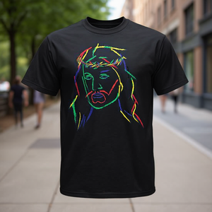 Camiseta gráfica abstracta de Jesús, color negro, ropa informal unisex - Product Image 3