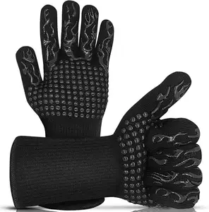 Five Fingers Extreme Fireproof Kitchen Oven Aramid Heat Resistant Gloves For Kitchen BBQ