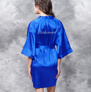 Custom Bling Wedding <strong>Robe</strong> <strong>Bridemaid</strong> Customized Bride Rhinestone Satin Silk Bath <strong>Robe</strong> - Product Image 5