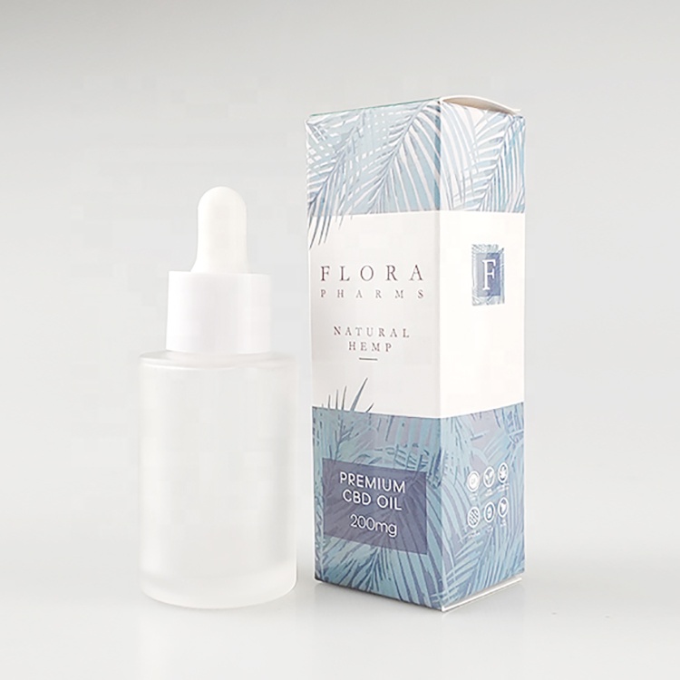 30ml Flat Shoulder Essential Serum Dropper Bottle Frosted Glass With Gift Box Packaging