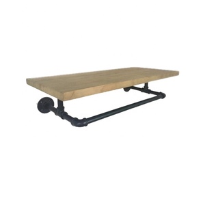 Estante <span class=keywords><strong>de</strong></span> metal <span class=keywords><strong>para</strong></span> tuberías con perchero <span class=keywords><strong>de</strong></span> <span class=keywords><strong>madera</strong></span>, montado en la pared, 10 ganchos <span class=keywords><strong>para</strong></span> colgar mochilas, abrigos, <span class=keywords><strong>toallas</strong></span> y sombreros, 16 pulgadas, natural - Product Image 3