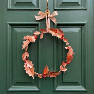 Couronne de Noël rustique en cuivre, fleurs décoratives rondes, faite à la main, non éclairée, emballage individuel - Product Image 4