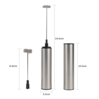 Mousseur à lait électrique portatif rechargeable par USB en acier inoxydable, design classique en alliage d'aluminium, personnalisable avec logo, pour latte, livré en boîte