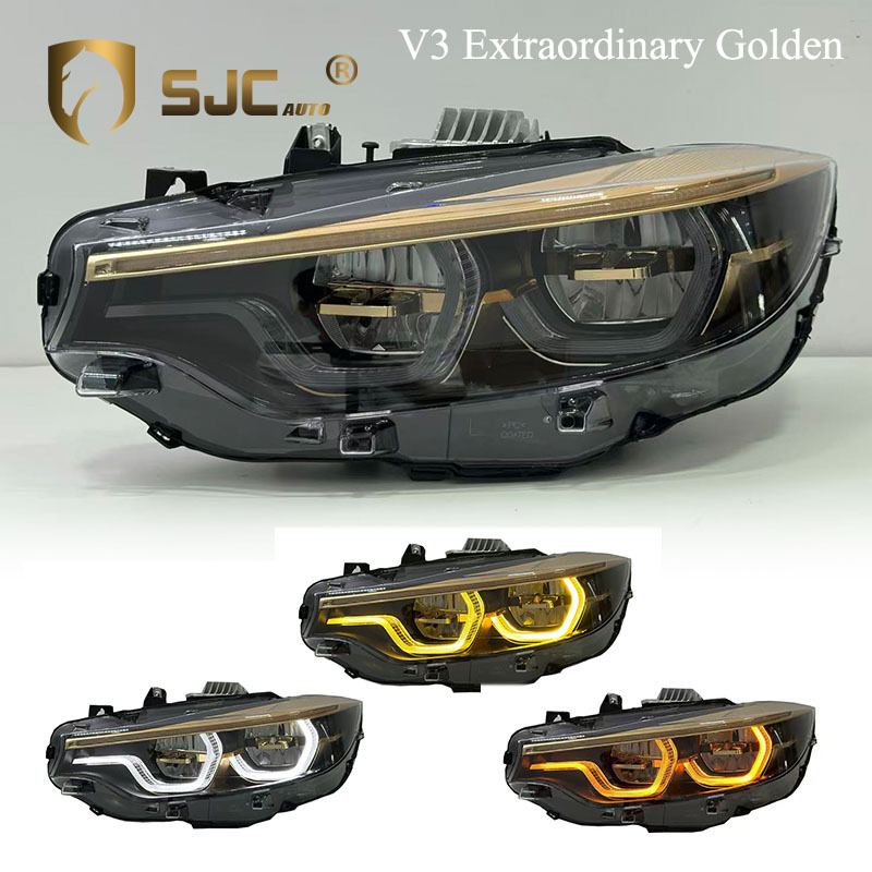 Sjc V3 Gold Tri-Color LED Headlight Assembly For BMW 4 Series F32 / F36 / F80 / F82 LED DRL