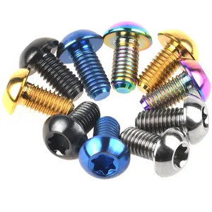 M5x10mm 6 pcs titanium alloy screw set for mountain bike T25 plum blossom bottle cage disc brake disc fixing bolt color