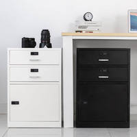 Armoire de rangement sous bureau en acier avec roulettes mobiles et serrure, 2 tiroirs – Rangement ignifuge et résistant à l'humidité, design moderne, fabriqué au Henan