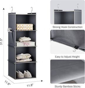 Wholesale Hanging Closet Organizer, 4-Shelf <b>Wardrobe</b> Hanging Organizer for Room <b>Wardrobe</b> - Product Image 3