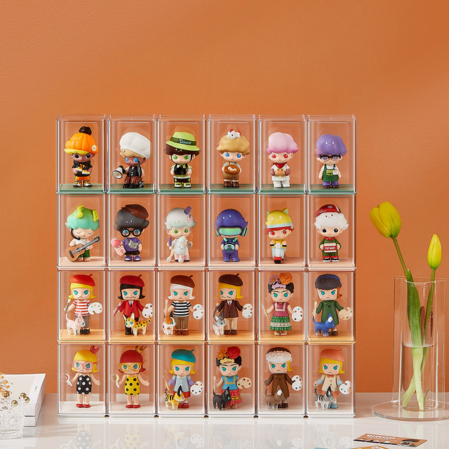 Blind Box Figure Display Stand & Collection Box with Modern Plastic Dust Cover UV Coated Easy Assembly for Home Decor