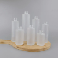 Botol Serum Wajah Kaca Frosted dengan Pipet Tetes, Kosong, Model Flat Shoulder, Ukuran 15ml 20ml 30ml 50ml 60ml 1oz, Mewah, dari Bahan Bambu, untuk Minyak Esensial Rambut