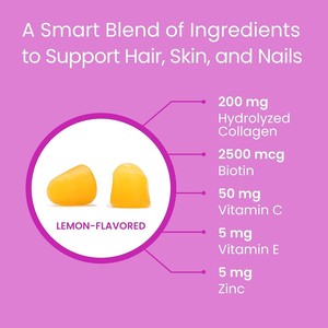 Complément alimentaire multivitaminé pour adultes sous forme de gommes, pour une meilleure absorption du collagène et de la biotine, efficaces pour les cheveux, la peau et les ongles - Product Image 3