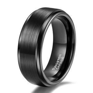 <b>Men</b> Tungsten Carbide <b>Ring</b> Brushed Grooved Band Multi‑Color Black Silver Gold Blue Custom Engravable Wedding <b>Promise</b> Finger <b>Ring</b> - Product Image 6