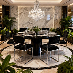 Sillas de comedor de hotel para boda con patas de metal Asiento de terciopelo con marco de acero inoxidable cuadrado para eventos y fiestas de estilo simple - Product Image 5