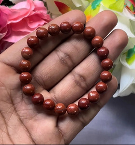 Pulsera de cuentas de jaspe caoba con brillo de llama, elegante, rojo marrón intenso, joyería inspirada en piedra natural, regalo para mujeres y niñas - Product Image 3