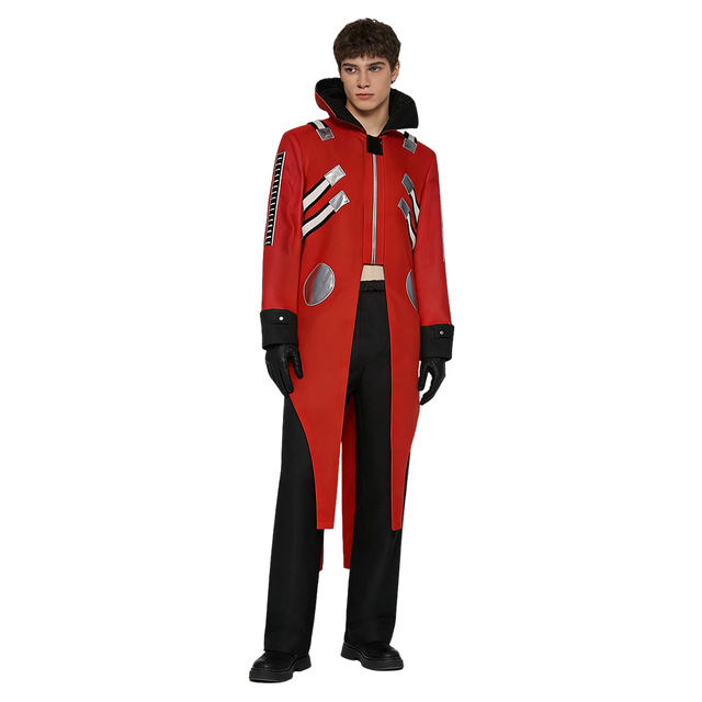 Cyberpunk Techwear Hooded Longline Coat Costume Metallic Panel Outfit Manufacturer Supply CE CPC UKCA Approved Adult Costume Set