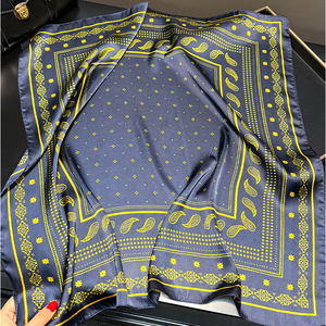 <span class=keywords><strong>Sciarpa</strong></span> Bandana di raso in raso <span class=keywords><strong>elegante</strong></span> in seta Paisley Bandana <span class=keywords><strong>sciarpa</strong></span> Vintage <span class=keywords><strong>blu</strong></span> Navy quadrata in seta di raso per le donne 70x70cm - Product Image 1