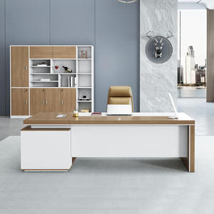 <span class=keywords><strong>Bureau</strong></span> de travail moderne avec plateau épais et structure métallique robuste, table d'ordinateur imperméable pour usage commercial - Product Image 1