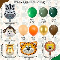 Guirlande de ballons d'animaux sauvages, kit d'arc de ballons en latex de couleur jungle pour décorations de fête safari d'anniversaire de douche de bébé