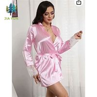 YZ Hochwertige Erwachsenen-Schlafbekleidung, Qualitäts-Satin-Bademantel, Sexy Babydoll im Latex-Design für Damen