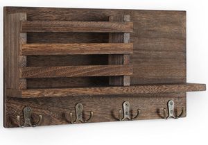 Wooden Multi-Purpose <strong>Wall</strong> Mounted <strong>Key</strong> Mail &amp; Letter Storage <strong>Rack</strong> - Product Image 6