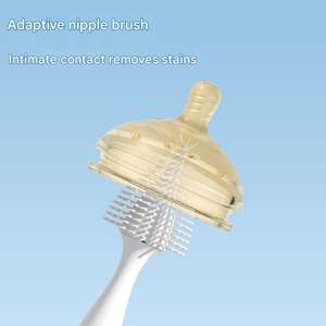 Ensemble de brosses de nettoyage pour biberons en silicone sans BPA, avec base et nettoyeur de tétines, adapté aux biberons à col étroit, aux gobelets et aux pailles. - Product Image 6