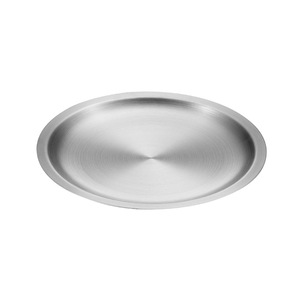 Stainless Steel Round Plate 304 Thickened Commercial Grade Dinner Plate For Hotel Barbecue Tableware Solid Color Microwave Safe - Product Image 4