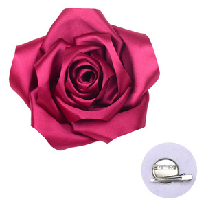 Broche de Flor de Cetim Vintage Feito à Mão 11cm Rosa Grande de Luxo em Tecido Acessório de Lapela para Casaco e Presilha de Cabelo para Mulheres - Product Image 5