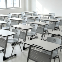 Bureau d'étude à structure en acier pour étudiants, idéal pour la maison, la salle de classe, les tables et chaises d'école pour enfants, table d'écriture pour étudiants, mobilier scolaire