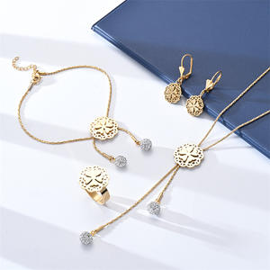 국경 간 대외 무역 스테인레스 스틸 보석 세트 틈새 팔찌 반지 귀걸이 목걸이 보석 4 종 세트 - Product Image 5