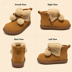 Stivali Termici da Neve per Bambine in Pelle Scamosciata di Vacca, Foderati in Lana di Pecora, Leggeri Stivaletti alla Caviglia per Bambini - Product Image 5