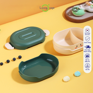 Boîte à lunch thermique en plastique à grande capacité à 3 niveaux, faible MOQ, haute qualité, rectangulaire, micro-ondable, portable, style coréen, couvercle en plastique - Product Image 5