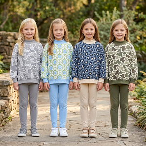Conjunto de 2 Piezas para Niños Pequeños, Niñas y Niños, Blusa de Manga Larga con Volantes Florales, Pantalones Bombachos/Leggings Rosas, Camiseta Polo, Ropa Casual - Product Image 3