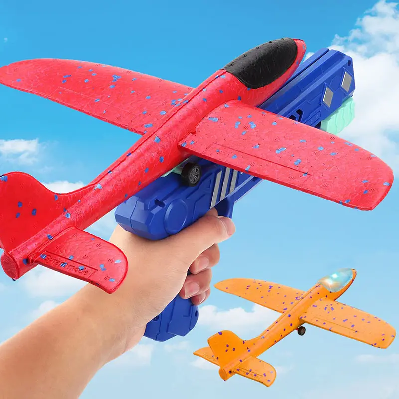 Enfants jeu de plein air bulle modèle tir mouche rond-point jouets mousse avion lanceur catapulte planeur avion pistolet jouet