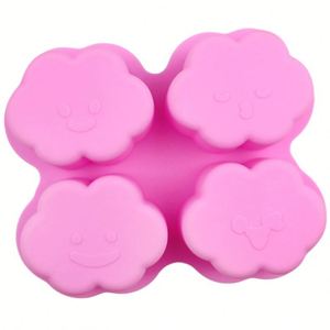 Moule en silicone écologique personnalisé avec logo, 4 cavités, formes nuages variées, pour bougies, savons, poudings et gâteaux, fabrication OEM/ODM - Product Image 3